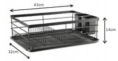 Galicja Sušička nádobí se stojanem Nicola 43x32x14cm matná černá