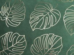 Beliani Sada 2 sametových polštářů vzor listů 45 x 45 cm tmavozelené MONSTERA