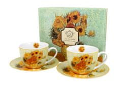 Duo Porcelánová kávová souprava, šálky s podšálky od Vincenta van Gogha - Slunečnice v dárkové krabičce - 2x280 ml