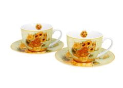 Duo Porcelánová kávová souprava, šálky s podšálky od Vincenta van Gogha - Slunečnice v dárkové krabičce - 2x280 ml
