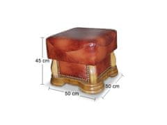 Pyka Kožená taburetka Cheverny - dřevo D3 / hnědá (S41)