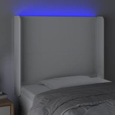 Greatstore Čelo postele s LED bílé 83 x 16 x 118/128 cm umělá kůže