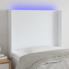 Greatstore Čelo postele s LED bílé 83 x 16 x 118/128 cm umělá kůže