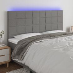 Greatstore Čelo postele s LED tmavě šedé 160x5x118/128 cm textil