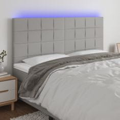 Greatstore Čelo postele s LED světle šedé 200x5x118/128 cm textil