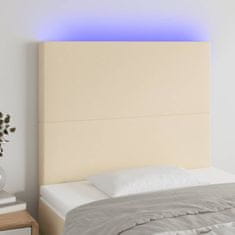 Vidaxl Čelo postele s LED krémové 90x5x118/128 cm textil