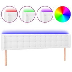 Greatstore Čelo postele s LED bílé 163 x 16 x 78/88 cm umělá kůže