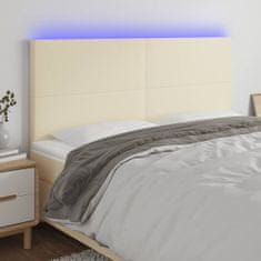 Vidaxl Čelo postele s LED krémové 180x5x118/128 cm umělá kůže