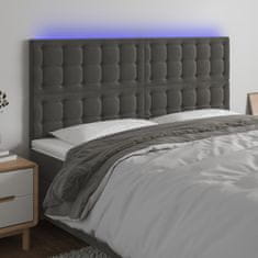 Greatstore Čelo postele s LED tmavě šedé 160x5x118/128 cm samet