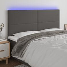 Greatstore Čelo postele s LED šedé 200x5x118/128 cm umělá kůže