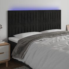 Greatstore Čelo postele s LED černé 180x5x118/128 cm samet