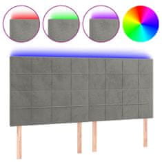 Greatstore Čelo postele s LED světle šedé 180x5x118/128 cm samet