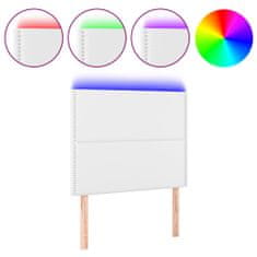 Greatstore Čelo postele s LED bílé 80x5x118/128 cm umělá kůže