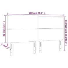 Greatstore Čelo postele s LED světle šedé 200x5x118/128 cm samet