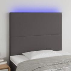 Greatstore Čelo postele s LED šedé 90x5x118/128 cm umělá kůže