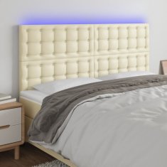 Greatstore Čelo postele s LED krémové 160x5x118/128 cm umělá kůže