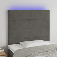 Greatstore Čelo postele s LED tmavě šedé 100x5x118/128 cm samet