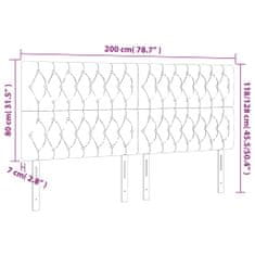 Greatstore Čelo postele s LED tmavě šedé 200x7x118/128 cm samet