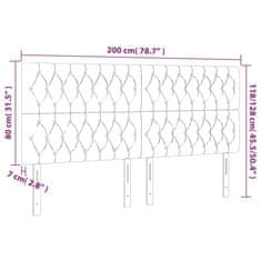 Greatstore Čelo postele s LED světle šedé 200x7x118/128 cm textil