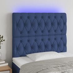 Greatstore Čelo postele s LED modré 90x7x118/128 cm textil