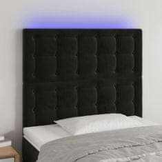 Greatstore Čelo postele s LED černé 100x5x118/128 cm samet