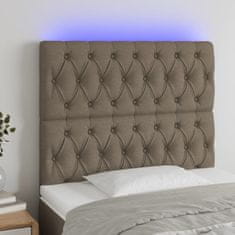 Vidaxl Čelo postele s LED taupe 90x7x118/128 cm textil