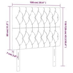 Greatstore Čelo postele s LED světle šedé 100x7x118/128 cm samet