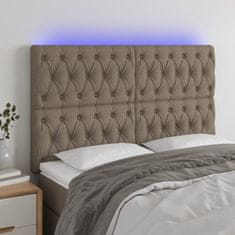 Greatstore Čelo postele s LED taupe 144x7x118/128 cm textil