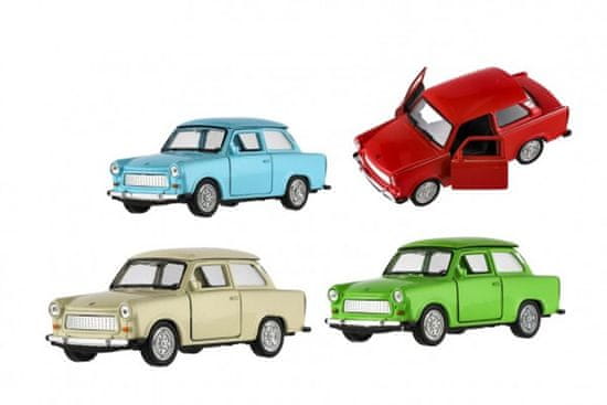 Dromader Auto Welly Trabant 601 Klasic kov/plast 11cm 1:34-39 na volný chod 4 barvy v krabičce 15x7x7cm