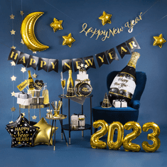 PartyPal Fóliový balónek supershape Happy New Year Šampaňské 100x49cm