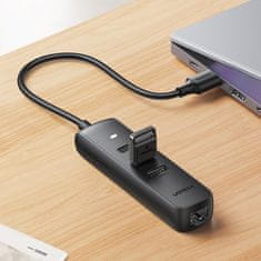 Ugreen CM416 adaptér USB-C - RJ45 / 3x USB, černý