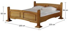 Pyka Rustikální manželská postel Kinga 180 - dřevo D3