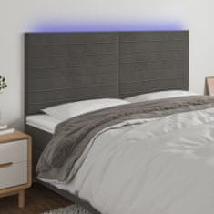 Greatstore Čelo postele s LED tmavě šedé 200x5x118/128 cm samet