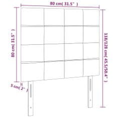 Greatstore Čelo postele s LED světle šedé 80x5x118/128 cm samet