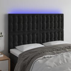 Greatstore Čelo postele s LED černé 144x5x118/128 cm samet