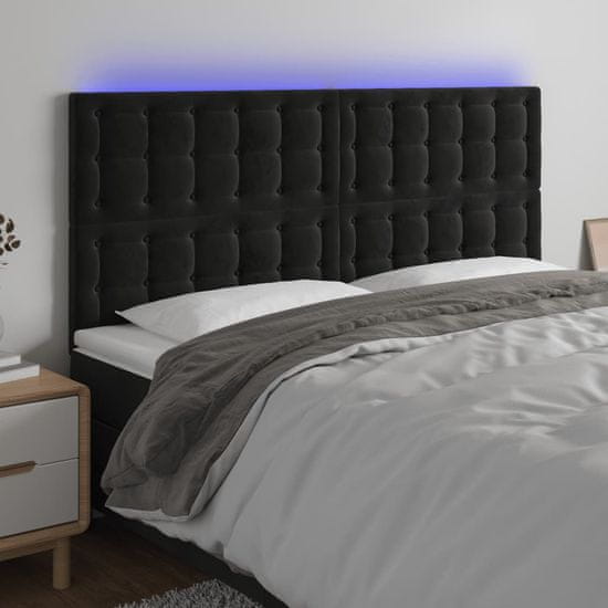 Vidaxl Čelo postele s LED černé 200x5x118/128 cm samet