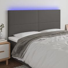 Greatstore Čelo postele s LED šedé 180x5x118/128 cm umělá kůže