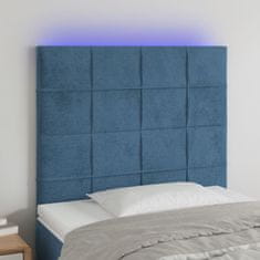 Vidaxl Čelo postele s LED tmavě modré 80x5x118/128 cm samet