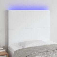 Greatstore Čelo postele s LED bílé 100x5x118/128 cm umělá kůže