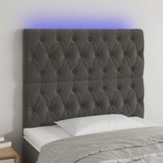 Greatstore Čelo postele s LED tmavě šedé 90x7x118/128 cm samet