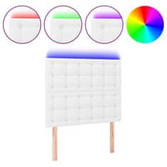 Vidaxl Čelo postele s LED bílé 100x5x118/128 cm umělá kůže