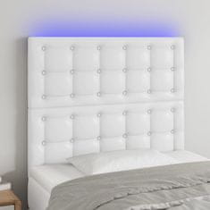 Vidaxl Čelo postele s LED bílé 100x5x118/128 cm umělá kůže