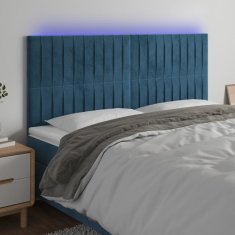 Vidaxl Čelo postele s LED tmavě modré 200x5x118/128 cm samet