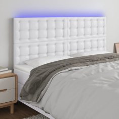 Greatstore Čelo postele s LED bílé 180x5x118/128 cm umělá kůže