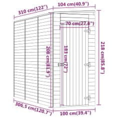 Greatstore Zahradní domek na nářadí 100x300x220 cm impregnovaná borovice