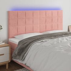 Vidaxl Čelo postele s LED růžové 160x5x118/128 cm samet