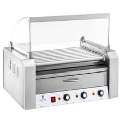 shumee Válcový gril s krytem a nahřívací zásuvkou na housky 16 párků v rohlíku 2200W 230V Royal Catering