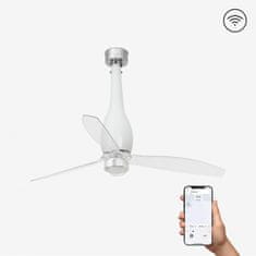 FARO Barcelona FARO ETERFAN M LED, bílá/transparentní, stropní ventilátor s DC motorem SMART