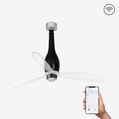 FARO Barcelona FARO ETERFAN M LED, černá/transparentní, stropní ventilátor s DC motorem SMART