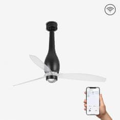 FARO Barcelona FARO ETERFAN M LED, černá/transparentní, stropní ventilátor s DC motorem SMART